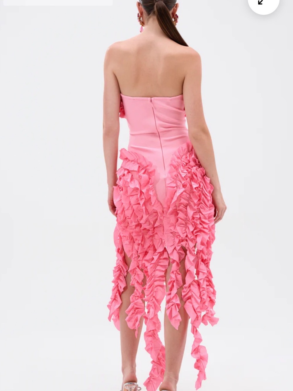 Strapless Ruffled Pink Evening Dress - Picture 4 of 4